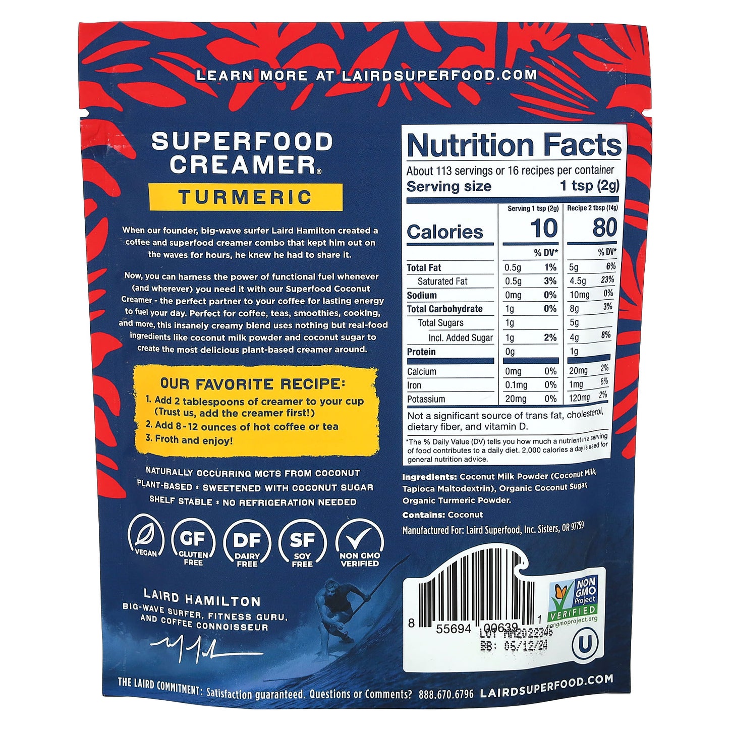 Laird Superfood, Superfood Creamer, Turmeric, 8 oz (227 g)
