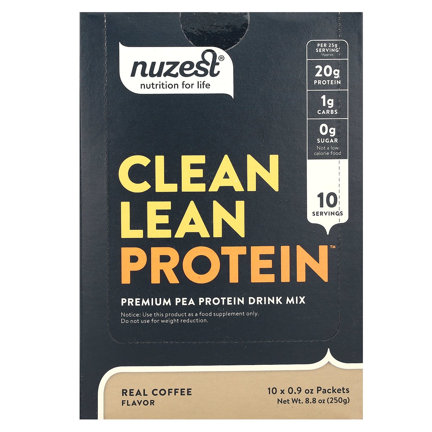 Nuzest, Clean Lean Protein, Real Coffee, 10 Packets, 0.9 oz (25 g) Each - Image 1