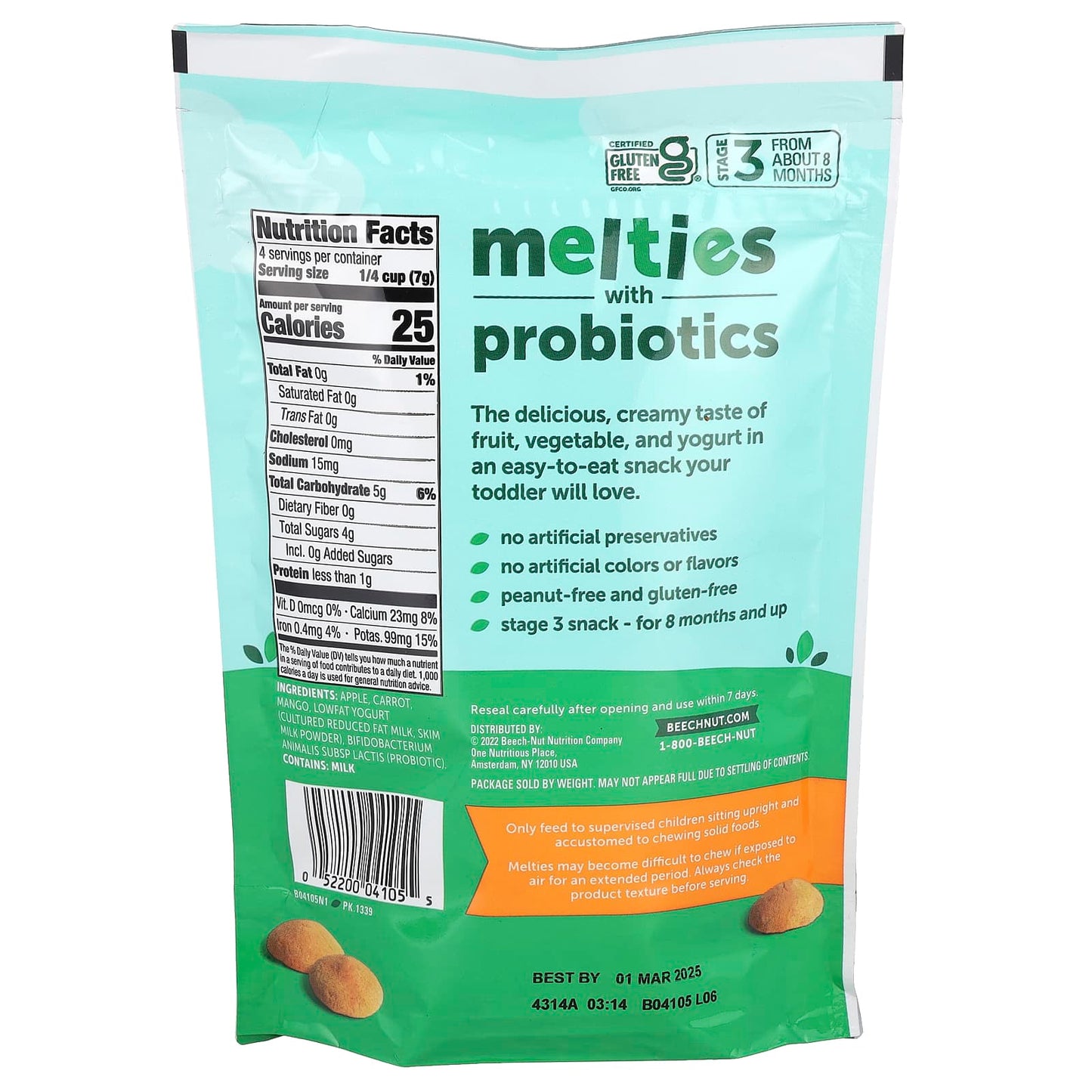 Beech-Nut Melties Probiotics Snack for Toddlers, 8+ Months, 1 oz - Image 2