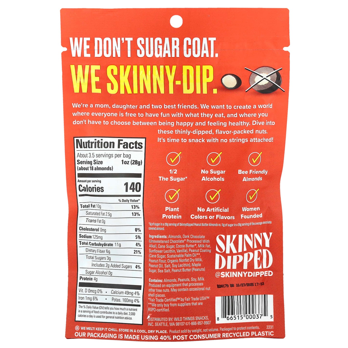 SkinnyDipped, Dark Chocolate Peanut Butter Almonds, 3.5 oz (99 g) - Image 2