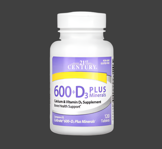 21st Century, 600+D3 Plus Minerals, 120 Tablets
