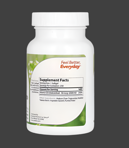 Zahler, Vitamin D3, 50 mcg (2,000 IU), 250 Softgels, Expiry"02/2026