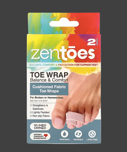 ZenToes, Cushioned Fabric Toe Wraps, One Size Fits Most, 2 Count
