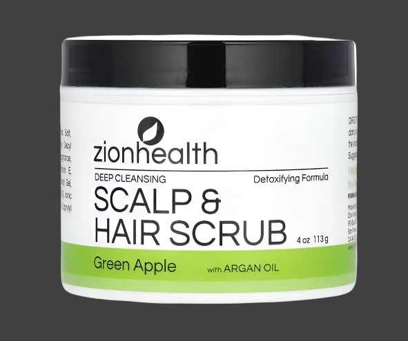 Zion Health, Deep Cleansing Scalp & Hair Scrub with Argan Oil, Green Apple, 4 oz (113 g), Expiry"08/2029