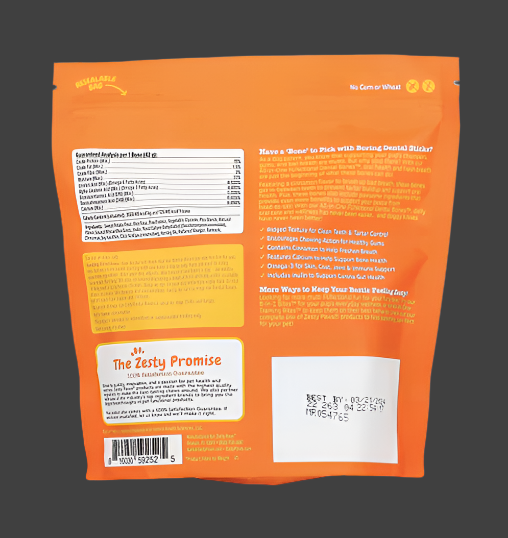 Zesty Paws, All-In-One Functional Dental Bones, For Dogs, All Ages, Cinnamon, 8 Large Dental Bones, 10.1 oz (286 g) Expiry"04/2026