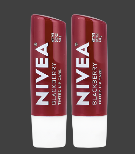 NIVEA, TINTED LIP CARE- BLACKBERRY, 2 PACK, 4.8 g Each - FREE SHIPPING -