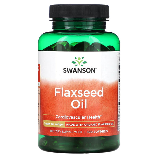 Swanson, Flaxseed Oil, 1,000 mg, 100 Softgels - Image 1