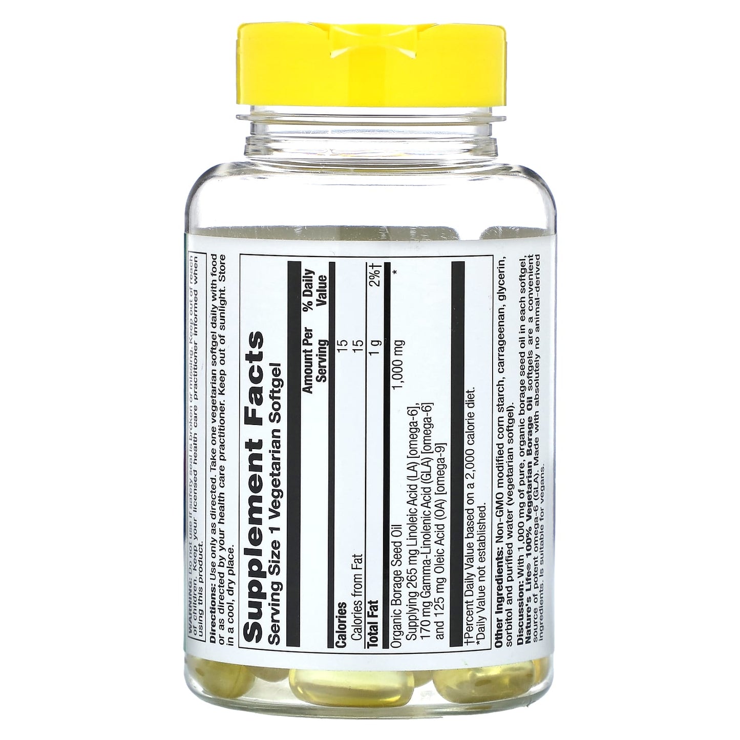 Nature's Life, Vegetarian Borage Oil, 60 Vegetarian Softgels (1,000 mg per Softgel) - Image 2