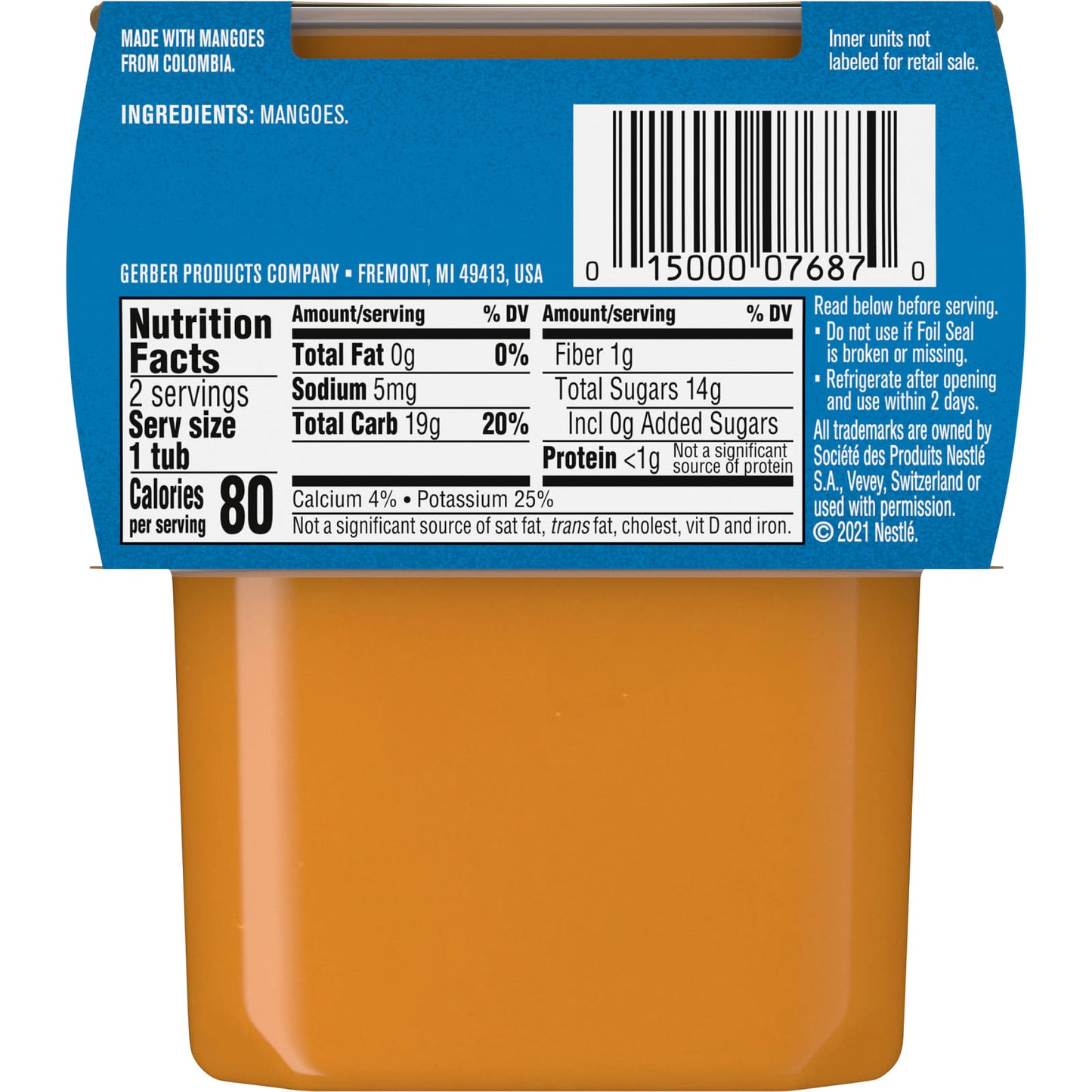 Gerber Natural Mango 2nd Foods Baby Food, 2-Pack, 4 oz Each - Image 2