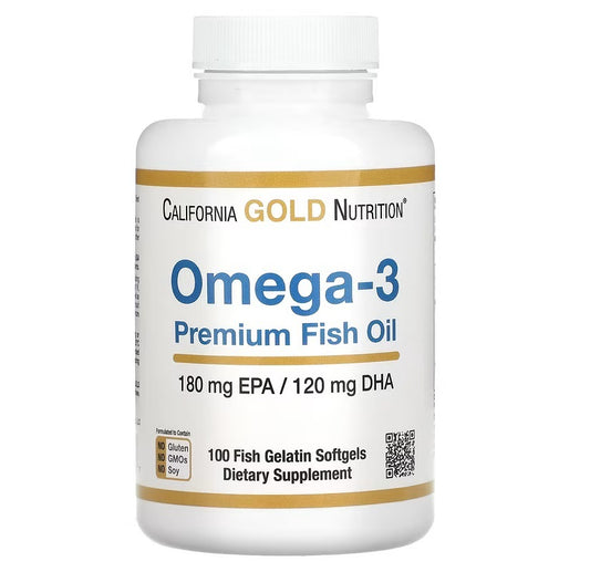 California Gold Nutrition, Omega-3 Premium Fish Oil, 100 Fish Gelatin Softgels