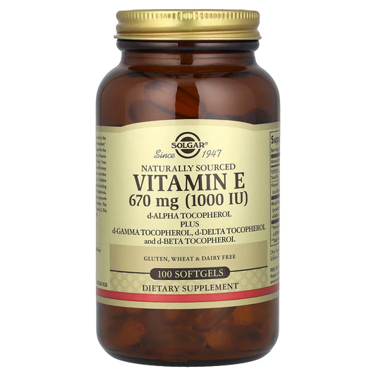 Solgar, Vitamin E, d-Alpha Tocopherol Plus d-Gamma Tocopherol, d-Delta Tocopherol and d-Beta Tocopherol, 100 Softgels - Image 1