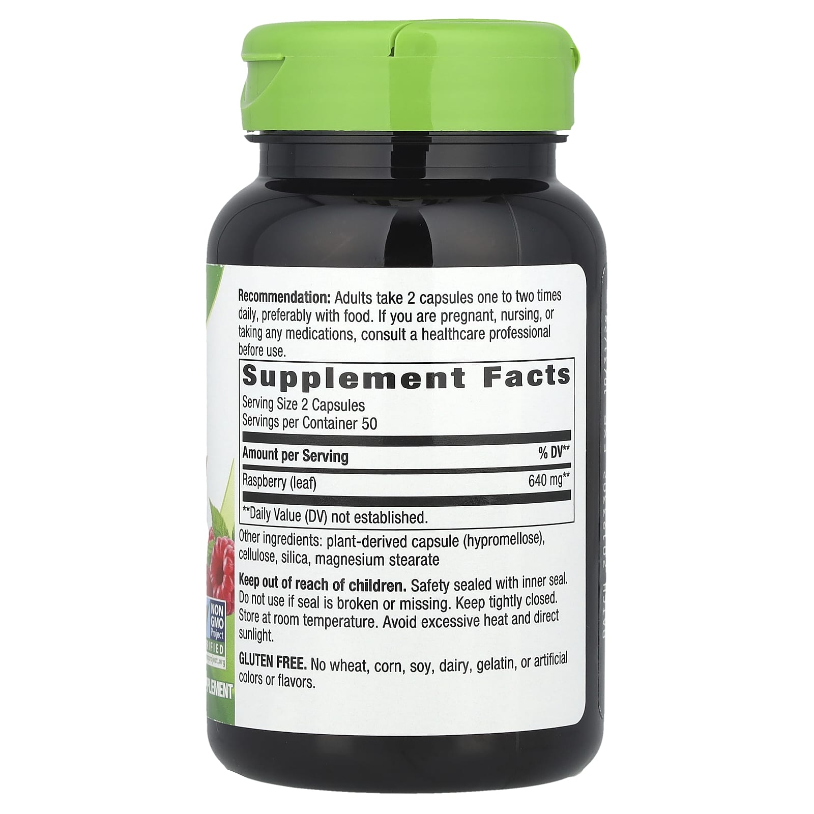 Nature's Way, Raspberry Leaf, 640 mg, 100 Vegan Capsules (320 mg per Capsule) - Image 2