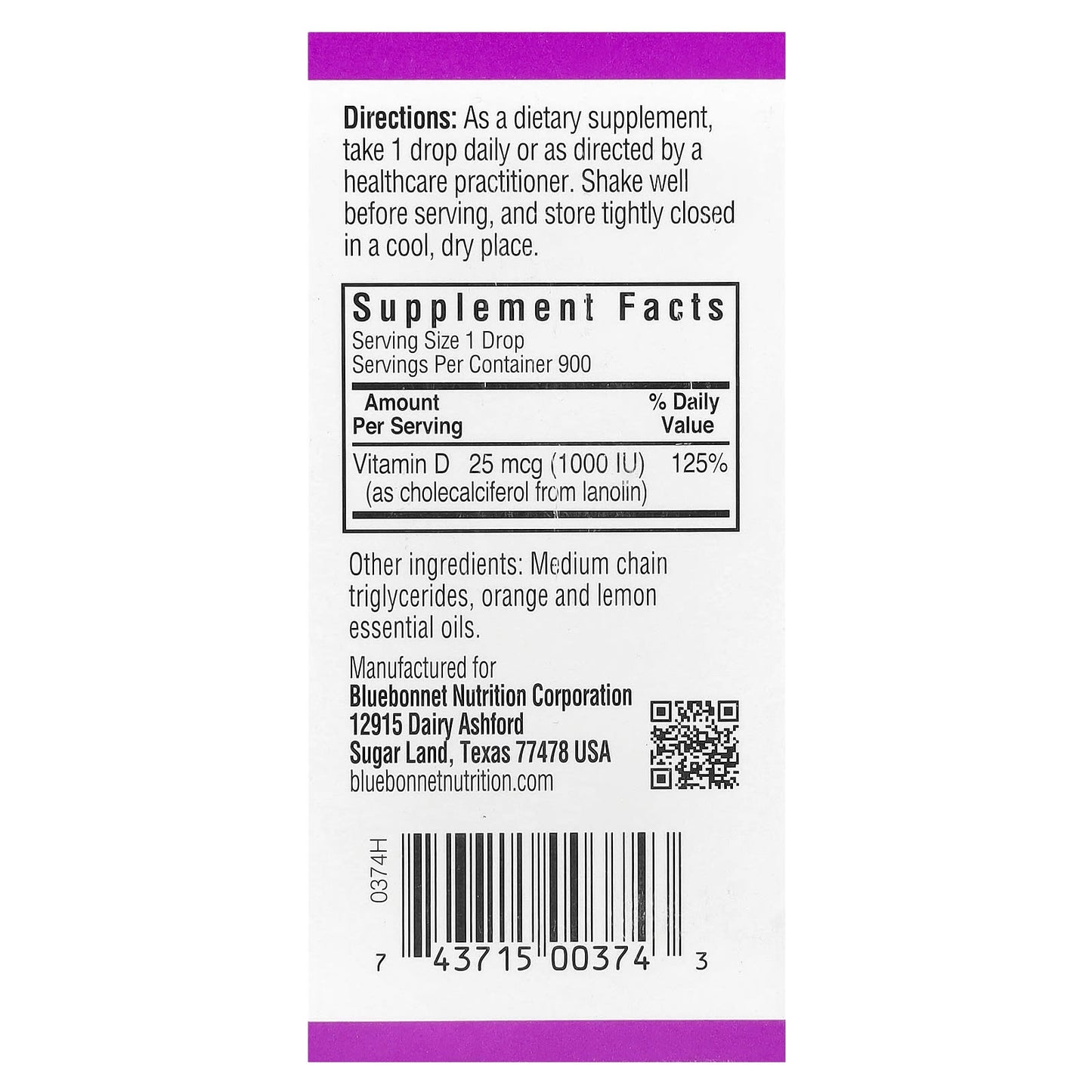 Bluebonnet Liquid Vitamin D3 Drops 25 mcg (1000 IU) for Immune & Bone Health - Image 2