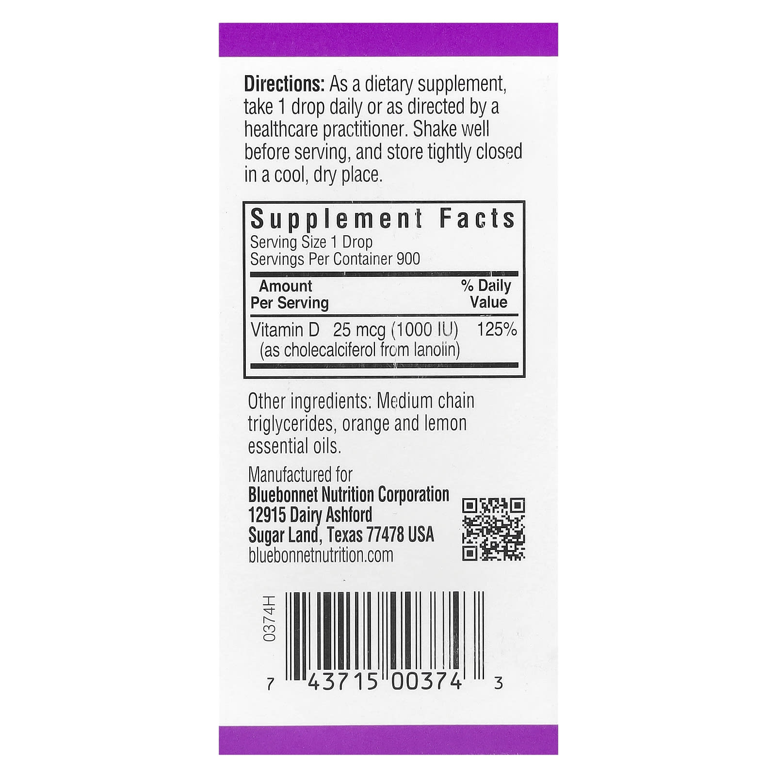 Bluebonnet Liquid Vitamin D3 Drops 25 mcg (1000 IU) for Immune & Bone Health - Image 2