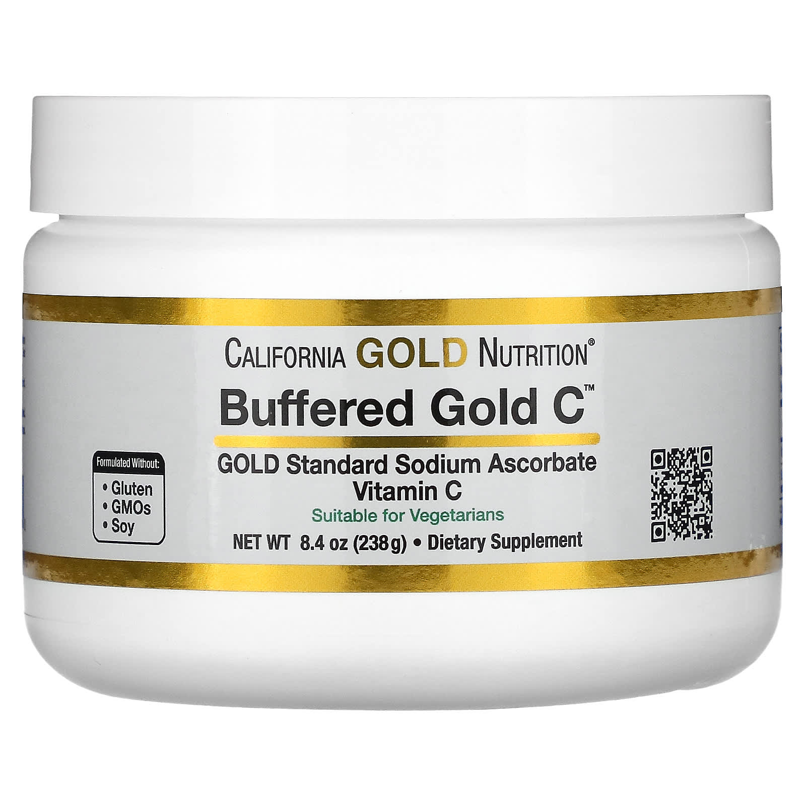 Non-Acidic Vitamin C Powder by California Gold Nutrition - 8.40 oz - Image 1