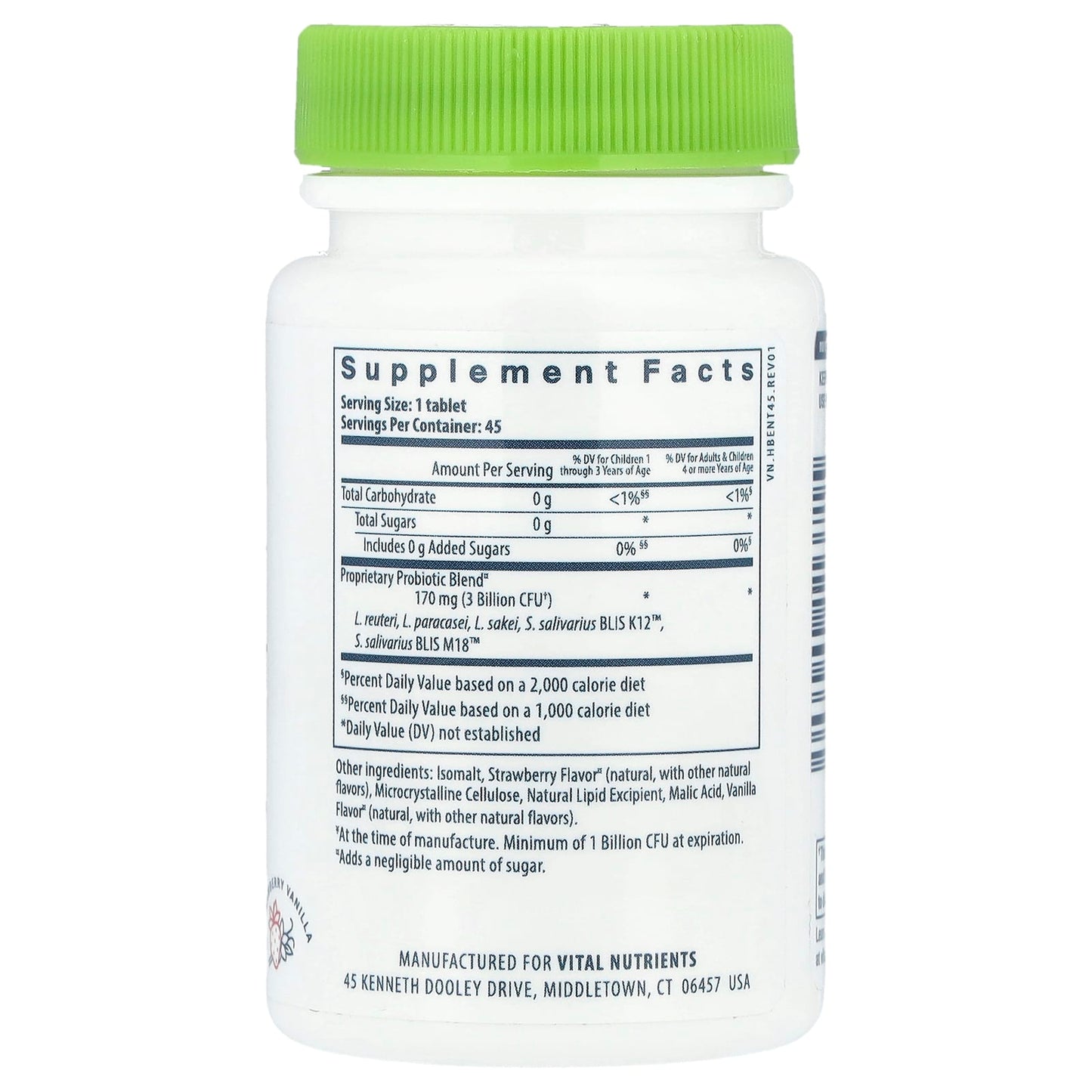 Vital Nutrients, Hyperbiotics®, Pro-Kids® ENT Probiotic, Strawberry Vanilla, 45 Vegan Chewable - Image 2