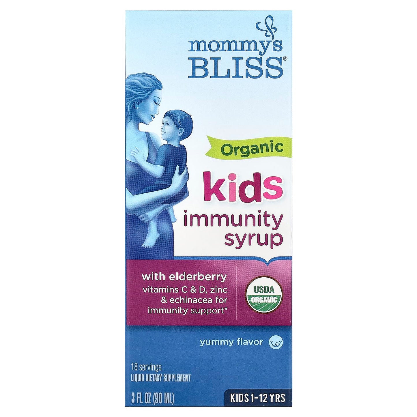 Mommy's Bliss, Kids, Organic Immunity Syrup, 1-12 Yrs, 3 fl oz (90 ml) - Image 1