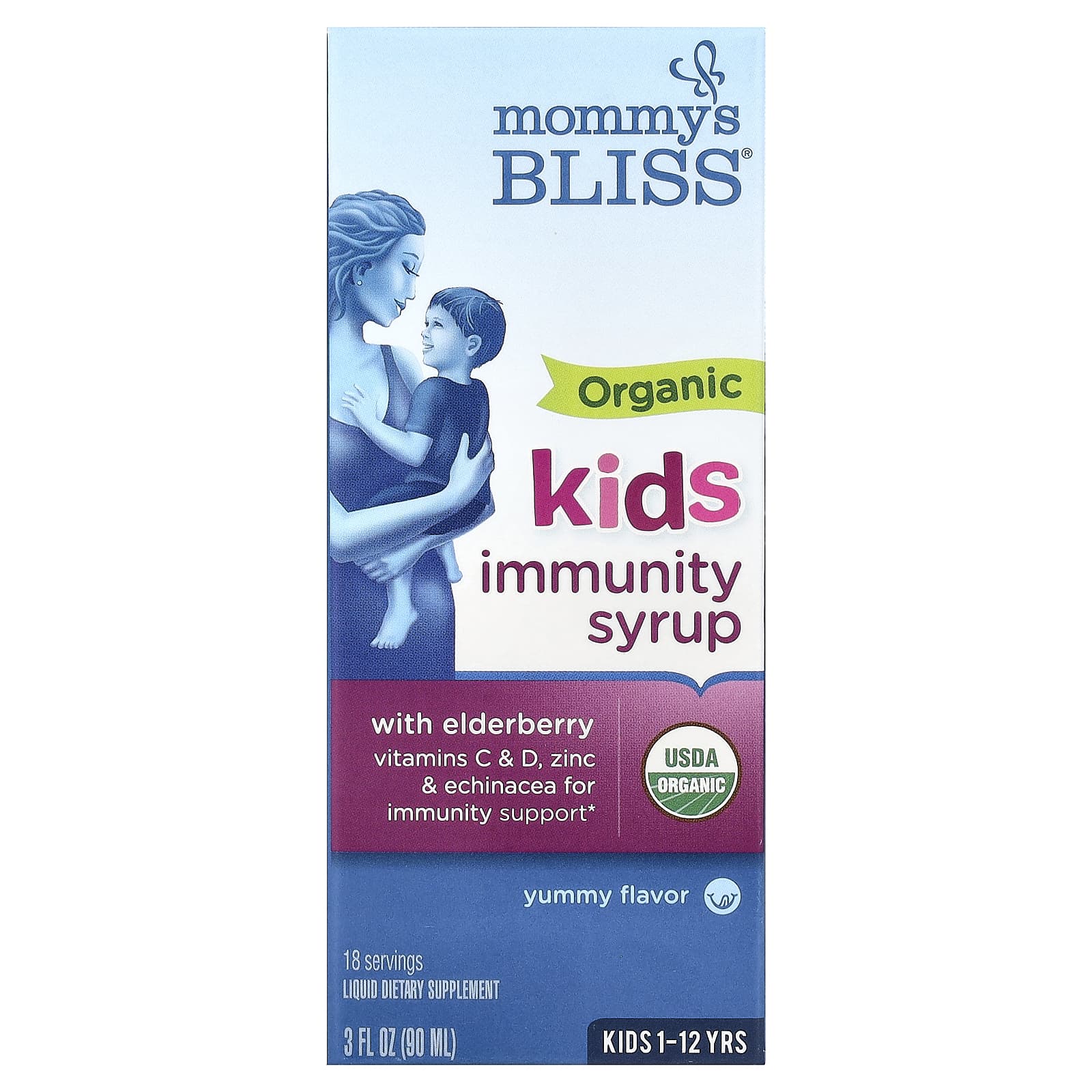 Mommy's Bliss, Kids, Organic Immunity Syrup, 1-12 Yrs, 3 fl oz (90 ml) - Image 1