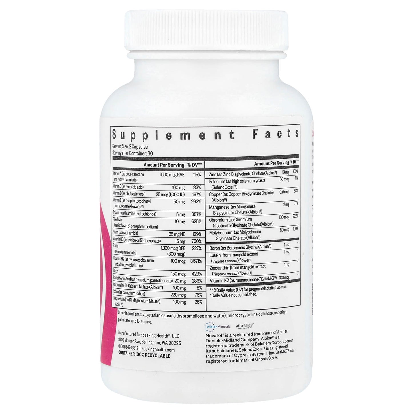Seeking Health, Prenatal Essentials MF, Methyl-Free, 60 Capsules - Image 2