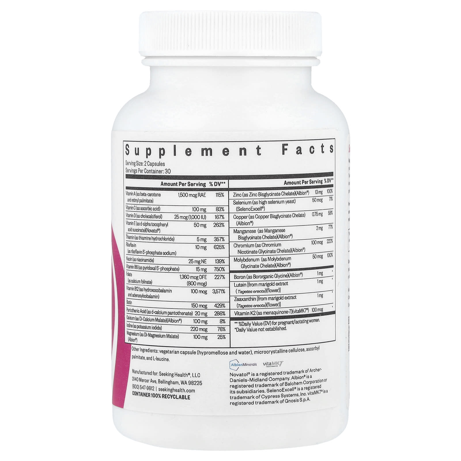 Seeking Health, Prenatal Essentials MF, Methyl-Free, 60 Capsules - Image 2