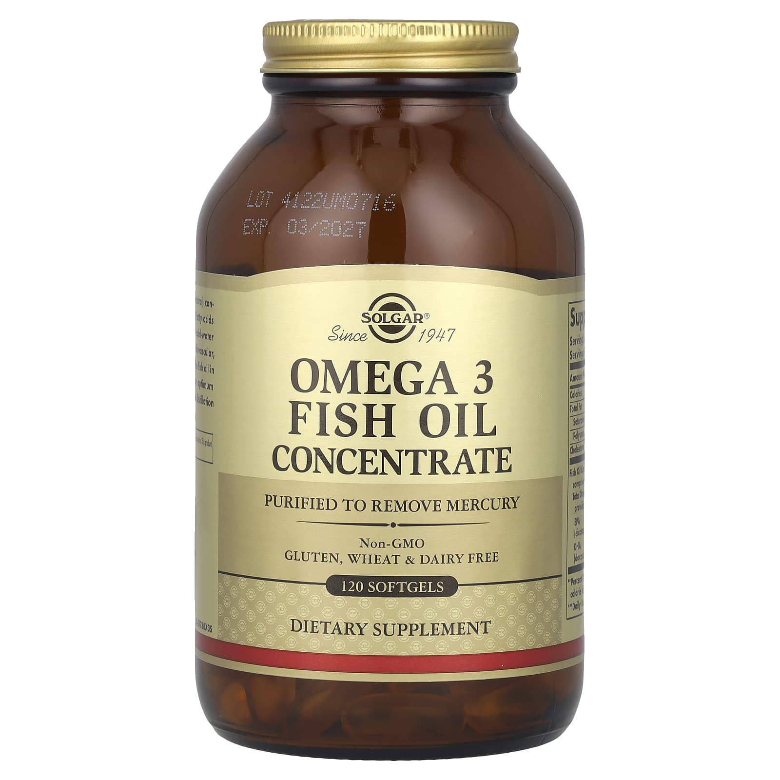 Solgar, Omega 3 Fish Oil Concentrate, 120 Softgels - Image 1