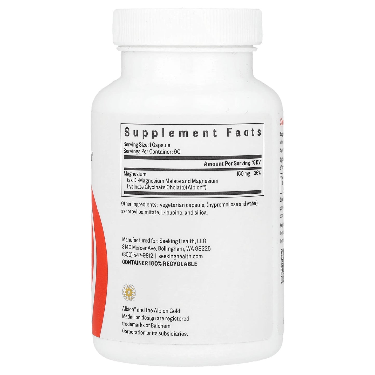 Seeking Health, Optimal Magnesium, 150 mg, 90 Vegetarian Capsules - Image 2