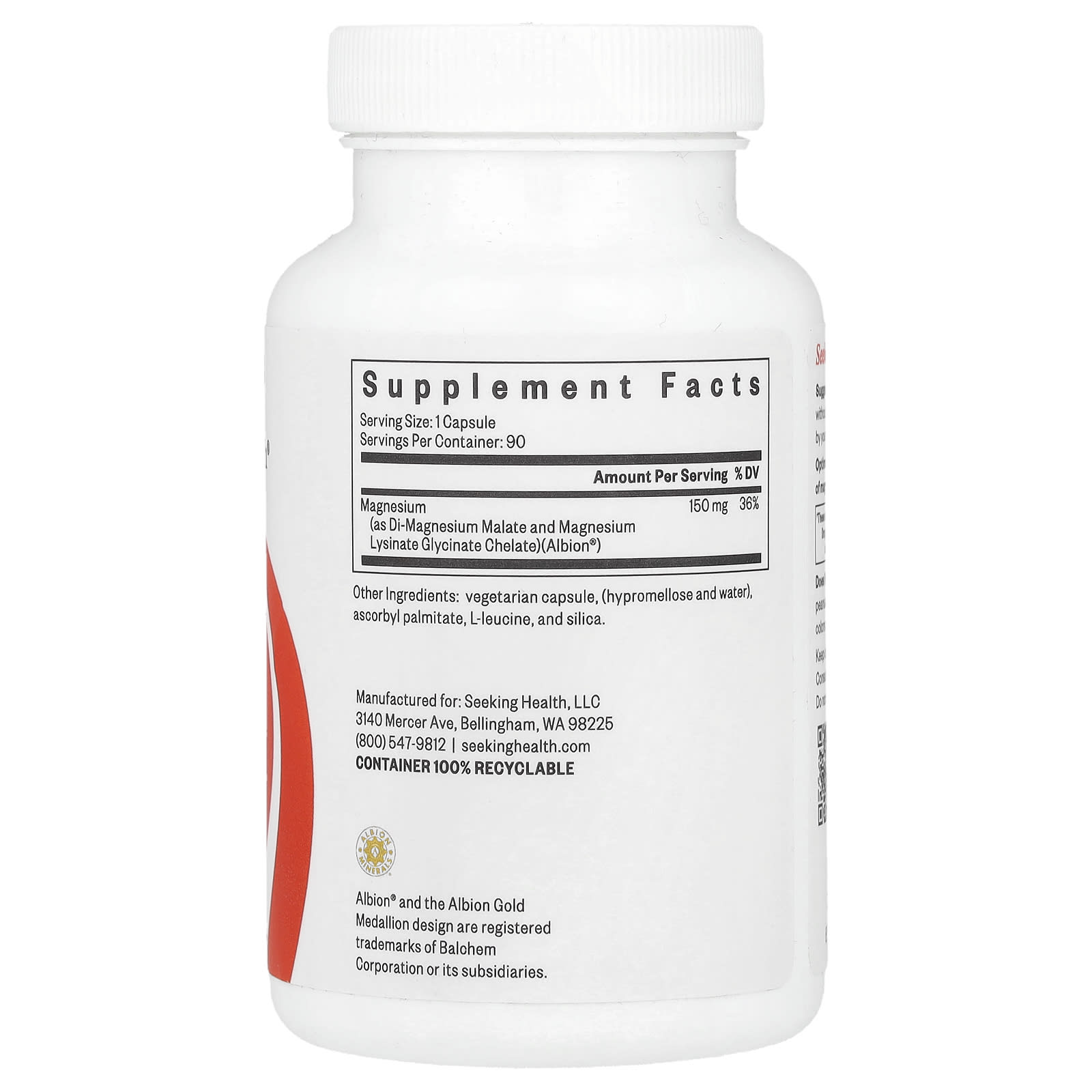 Seeking Health, Optimal Magnesium, 150 mg, 90 Vegetarian Capsules - Image 2
