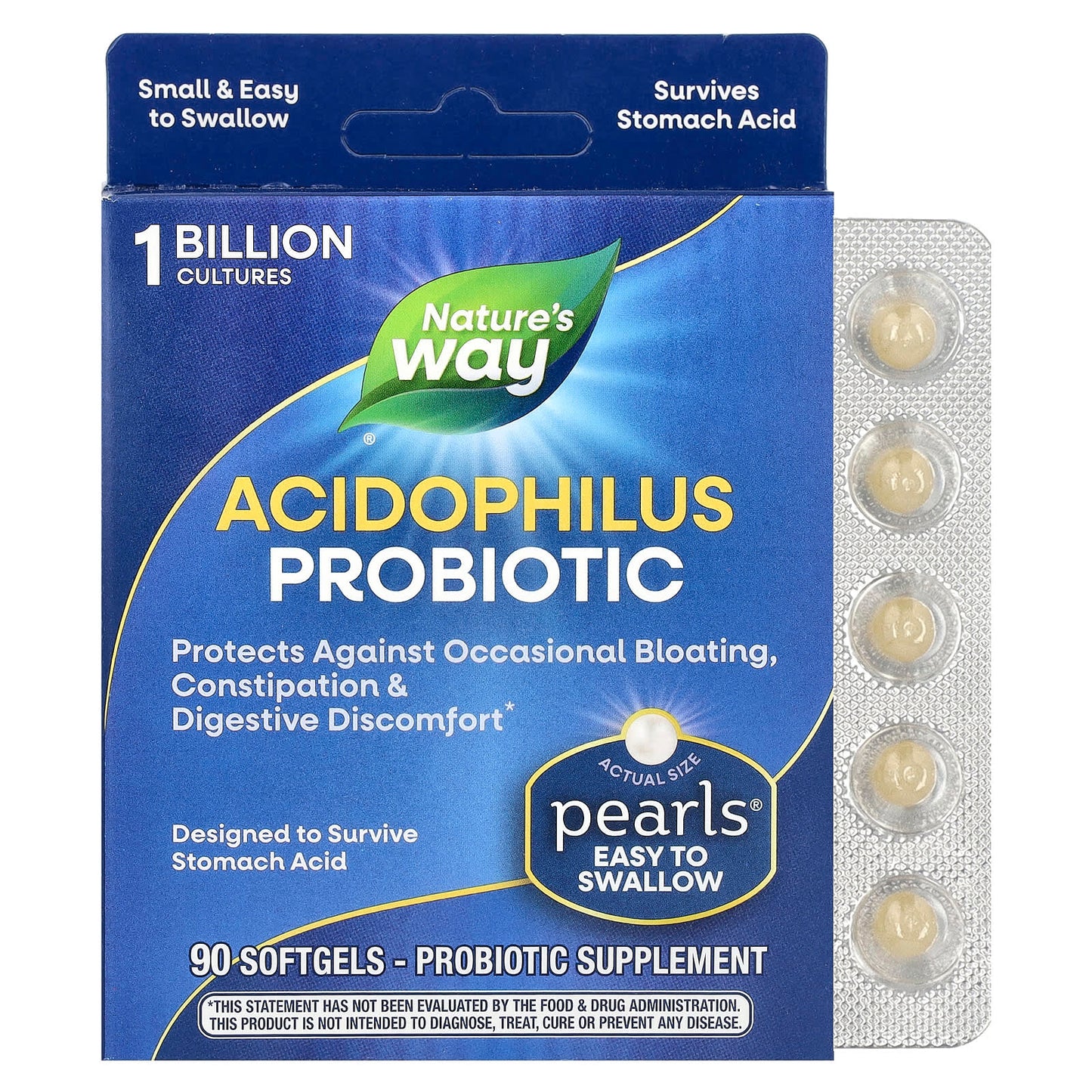 Nature's Way, Acidophilus Probiotic Pearls , 1 Billion CFU, 90 Softgels - Image 1