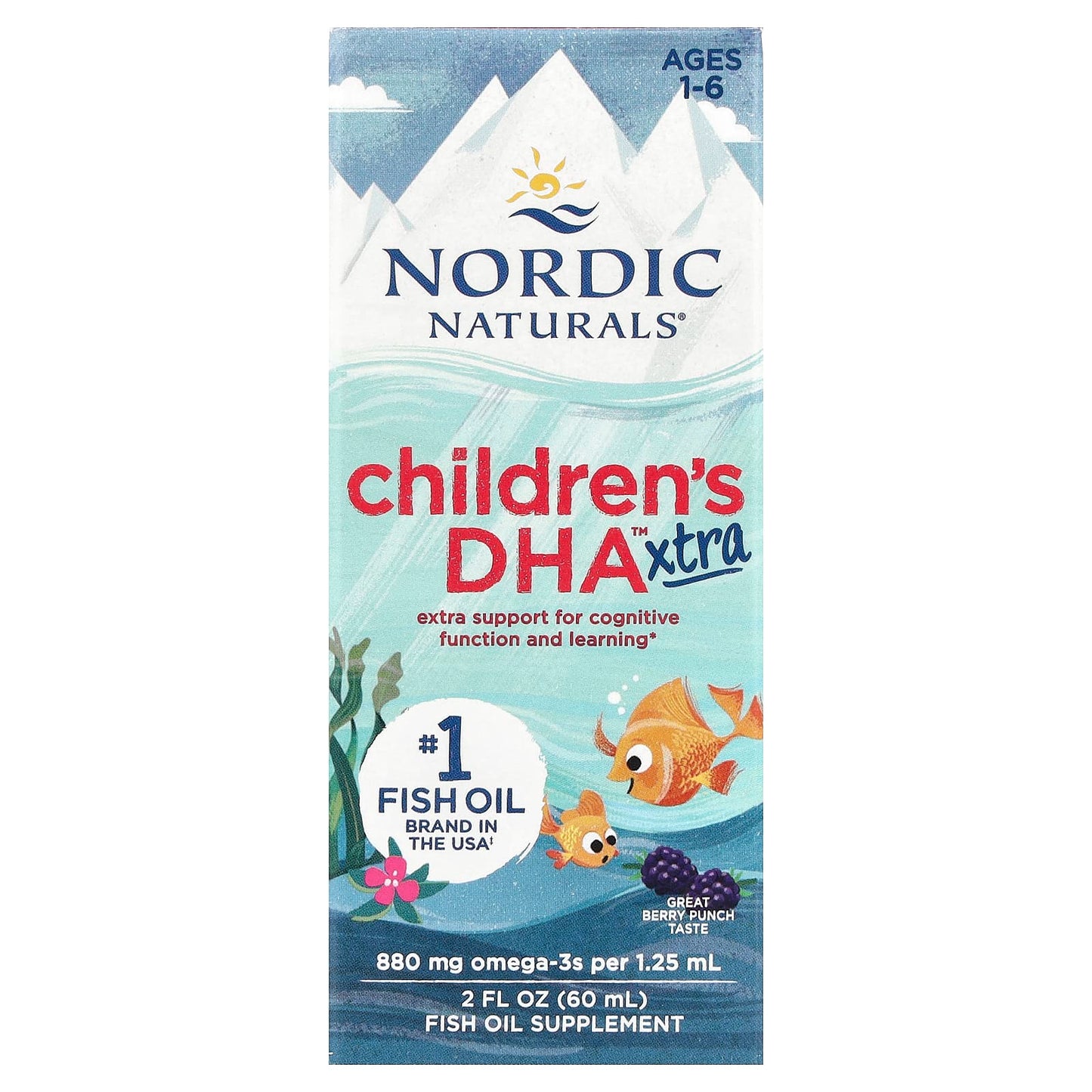 Nordic Naturals, Children's DHA™ Xtra, Ages 1-6, Great Berry Punch, 2 fl oz (60 ml) - Image 1