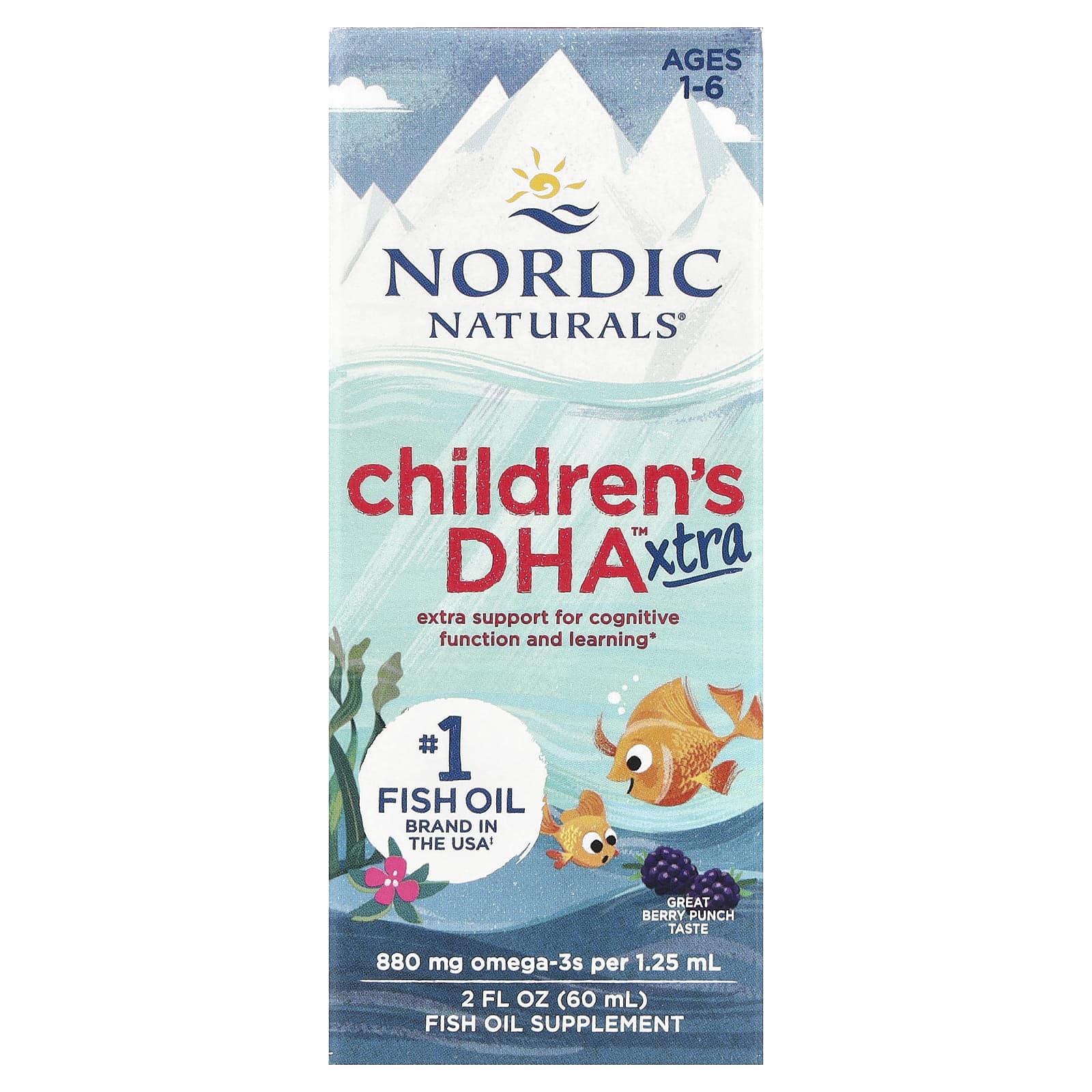 Nordic Naturals, Children's DHA™ Xtra, Ages 1-6, Great Berry Punch, 2 fl oz (60 ml) - Image 1