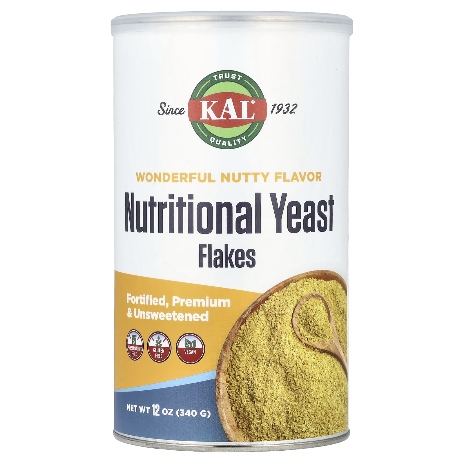 KAL Nutritional Yeast Flakes, 12 oz - Fortified & Unsweetened - Image 1