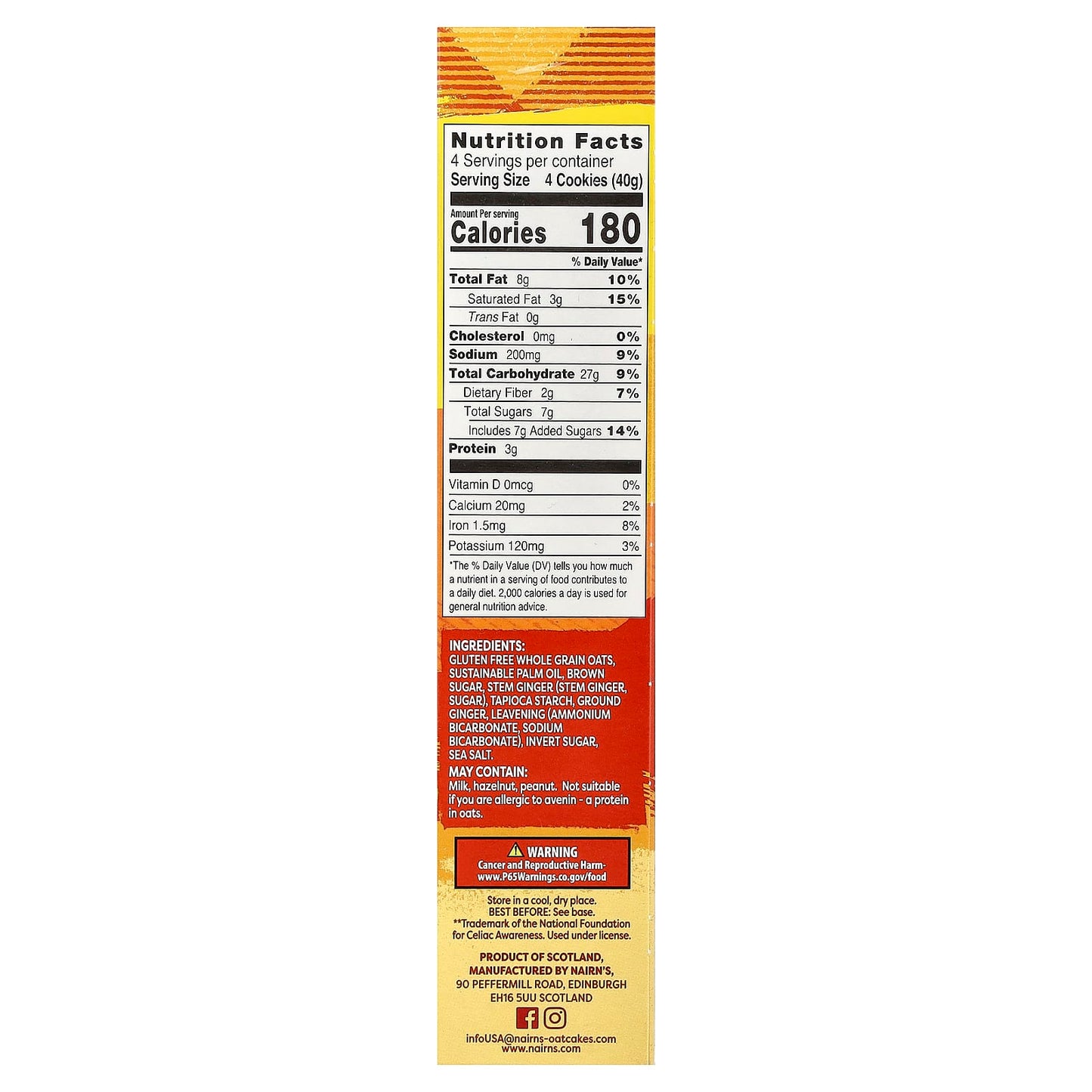 Nairn's, Oat Grahams, Ginger, 4 Packs, 5.64 oz (160 g) - Image 2