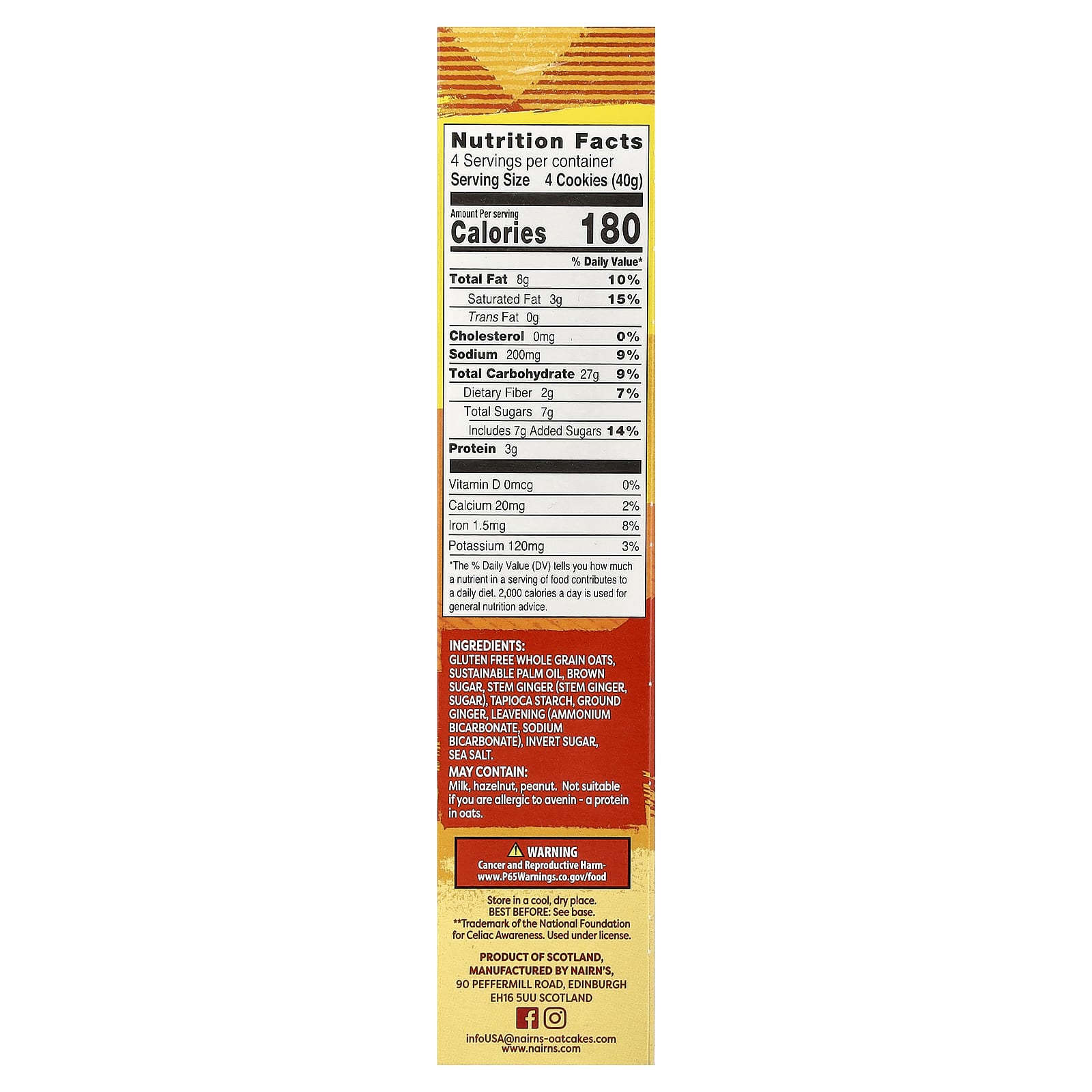 Nairn's, Oat Grahams, Ginger, 4 Packs, 5.64 oz (160 g) - Image 2