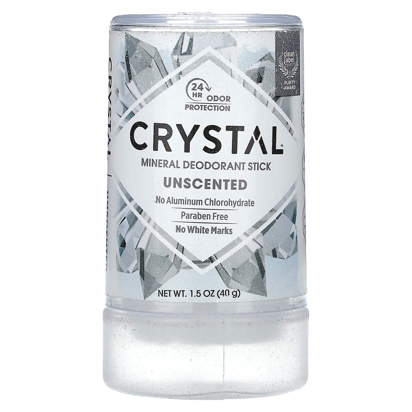 Natural Mineral Deodorant Stick, Unscented, 24HR Protection - Image 1