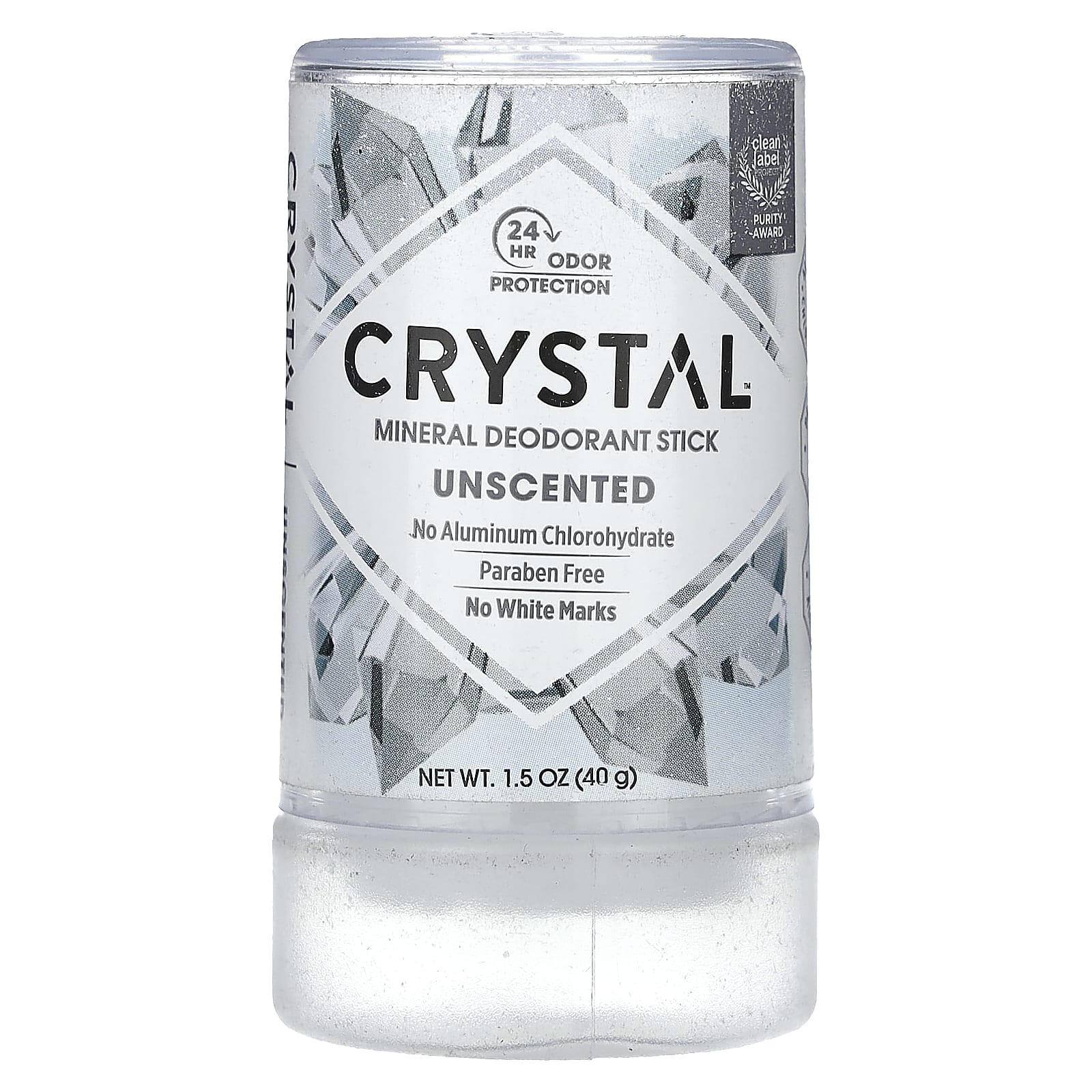 Natural Mineral Deodorant Stick, Unscented, 24HR Protection - Image 1