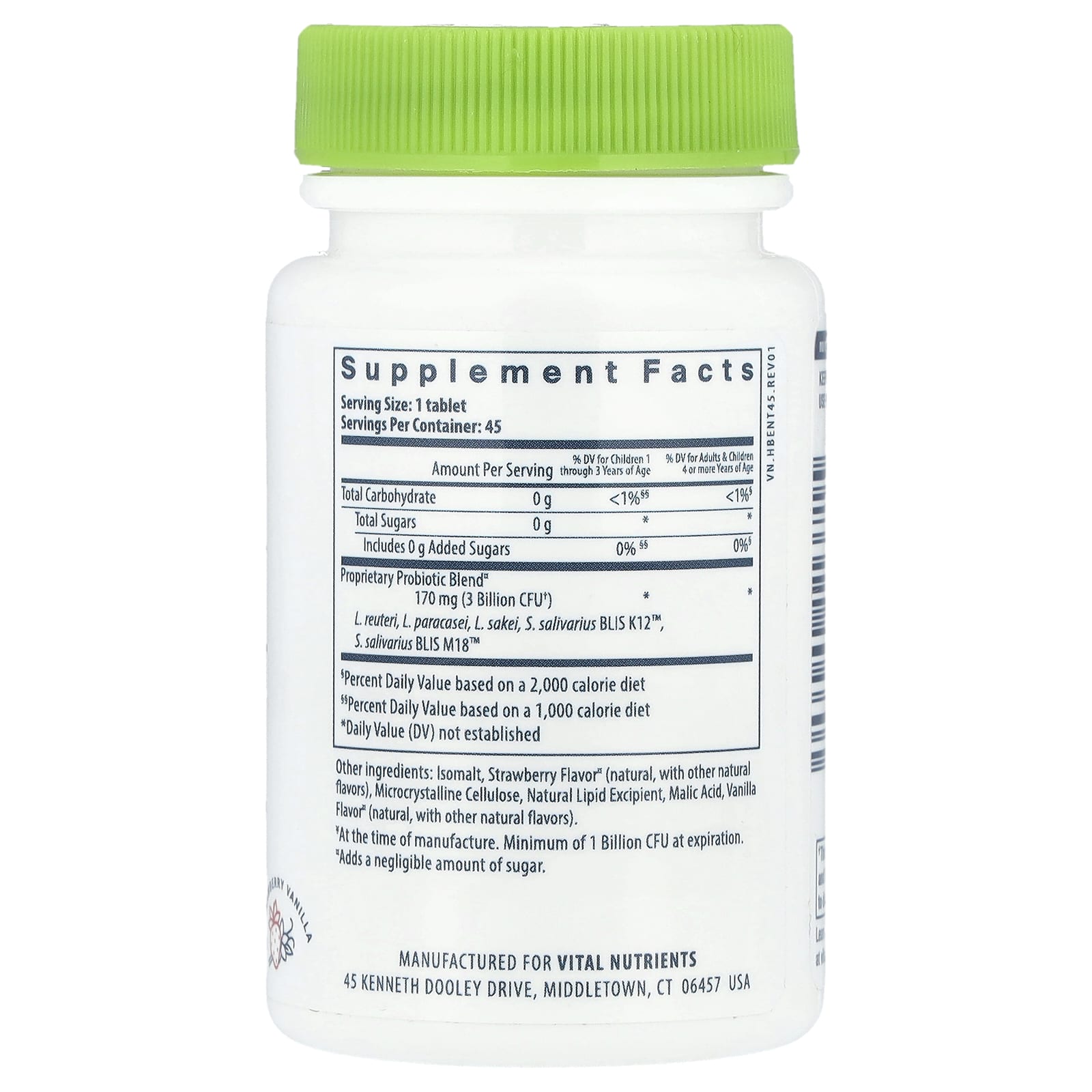 Vital Nutrients, Hyperbiotics®, Pro-Kids® ENT Probiotic, Strawberry Vanilla, 45 Vegan Chewable