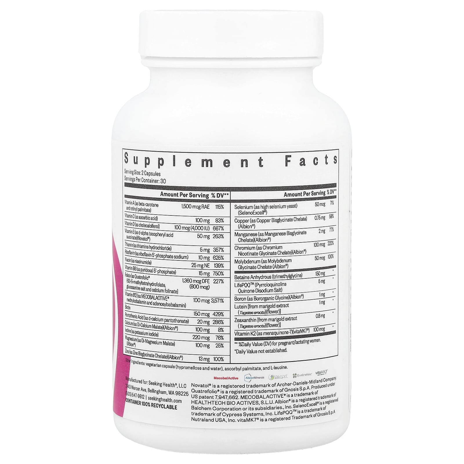 Seeking Health, Prenatal Essentials, 60 Capsules - Image 2