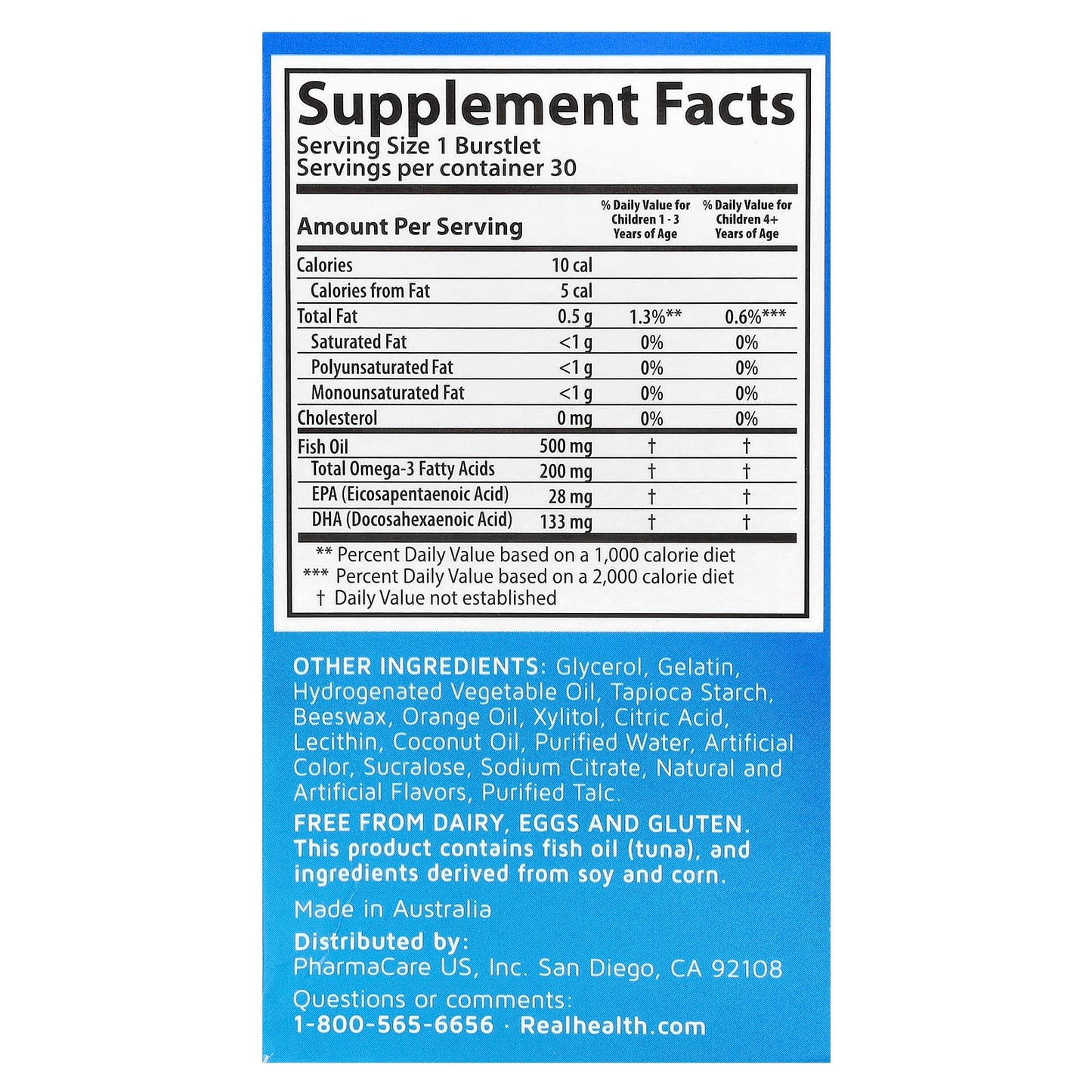 Kids Smart®, Hi DHA-Omega 3 Fish Oil, Fruit, 30 Chewable Burstlets