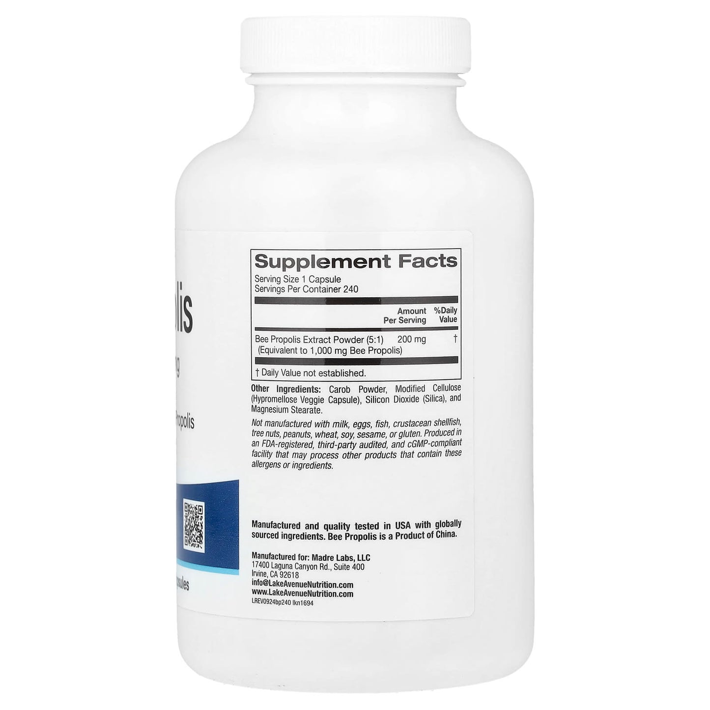 Boost Immunity with Lake Avenue Nutrition Bee Propolis 1000mg 240 Veggie Capsules - Image 2