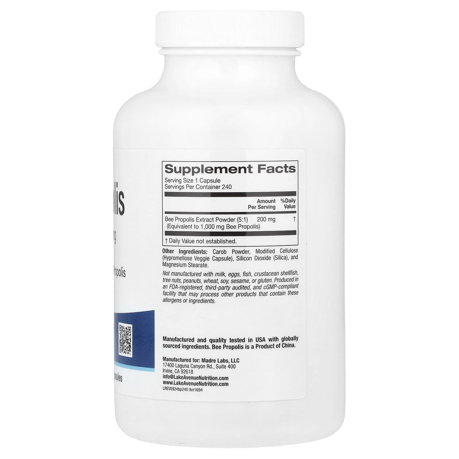 Boost Immunity with Lake Avenue Nutrition Bee Propolis 1000mg 240 Veggie Capsules - Image 2