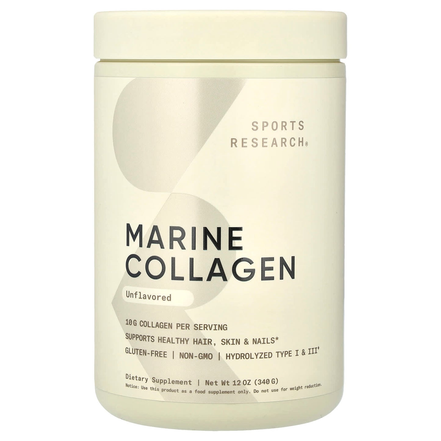 Sports Research, Marine Collagen, Unflavored, 12 oz (340 g) - Image 1