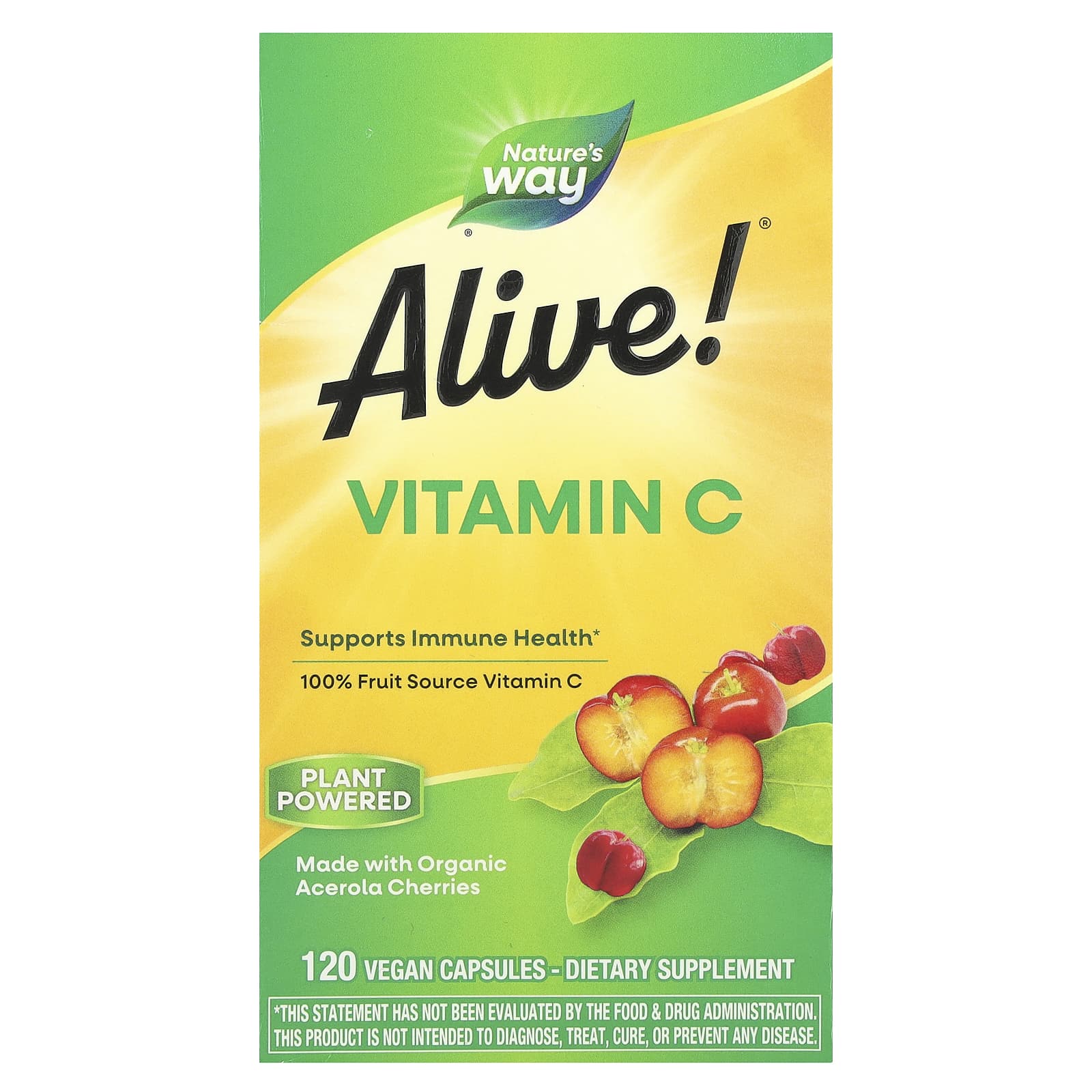 Nature's Way, Alive!®, Vitamin C, 500 mg, 120 Vegan Capsules (125 mg per Capsule) - Image 1