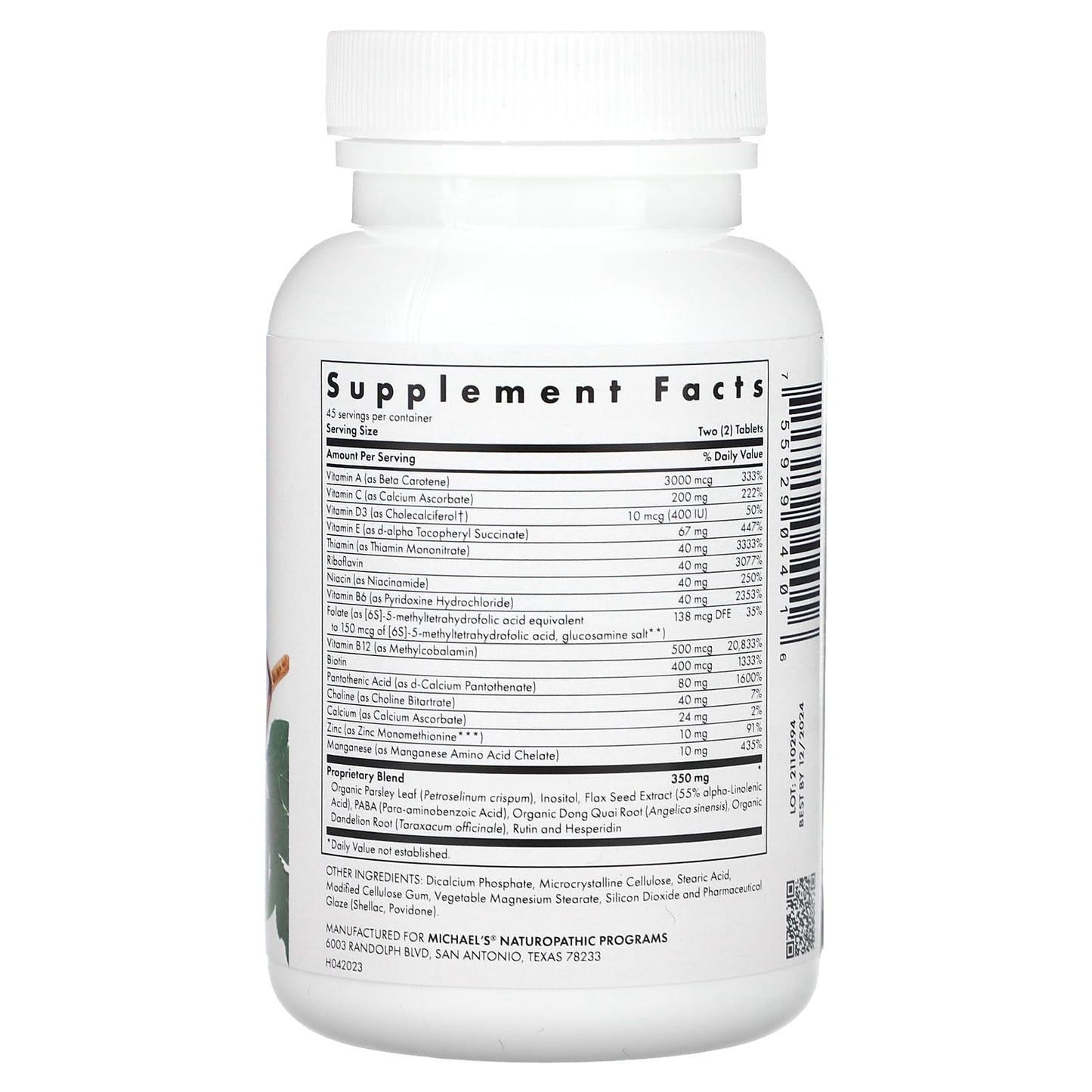 Michael's Health, Teen Girls Tabs, Multivitamin, 90 Vegetarian Tablets - Image 2