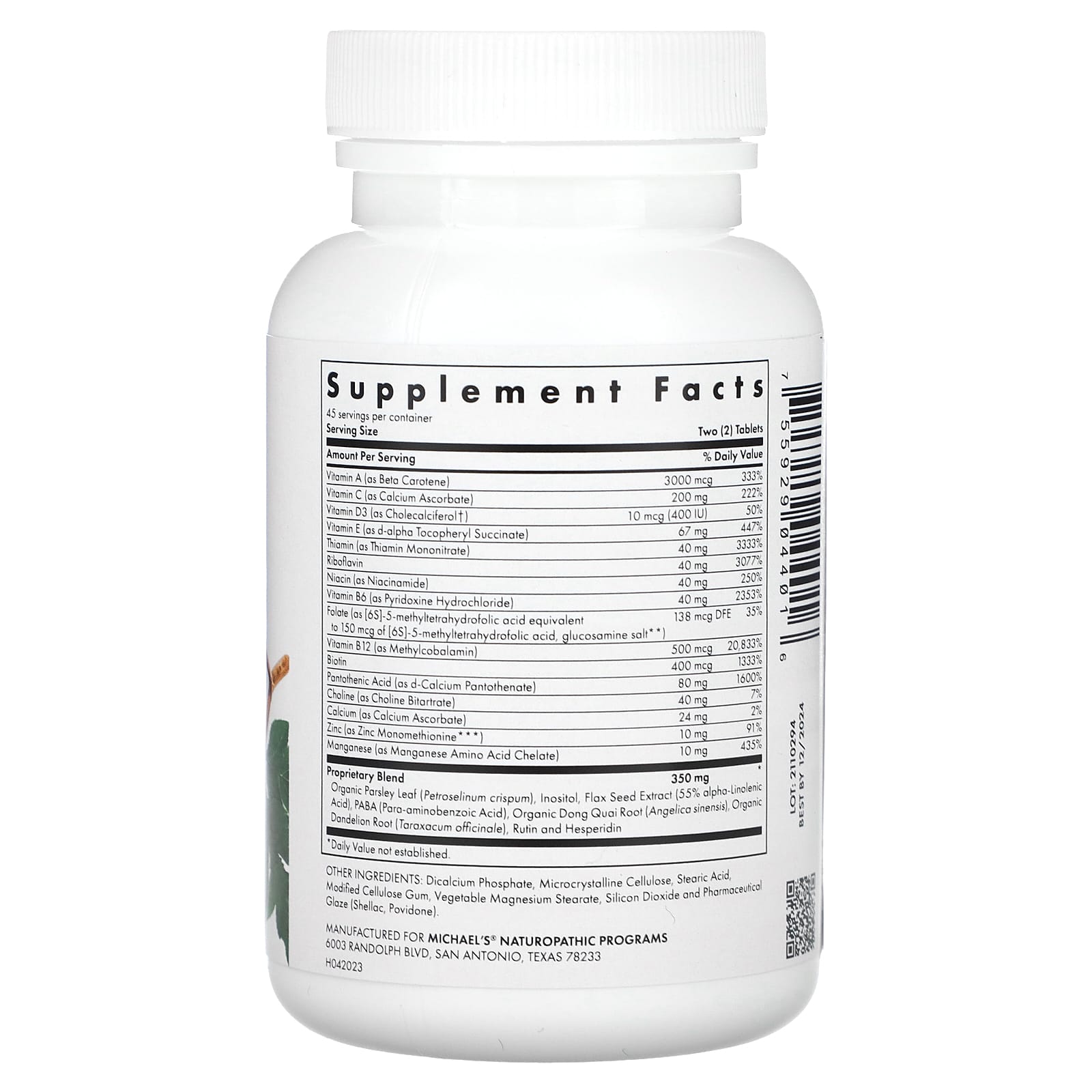 Michael's Health, Teen Girls Tabs, Multivitamin, 90 Vegetarian Tablets - Image 2