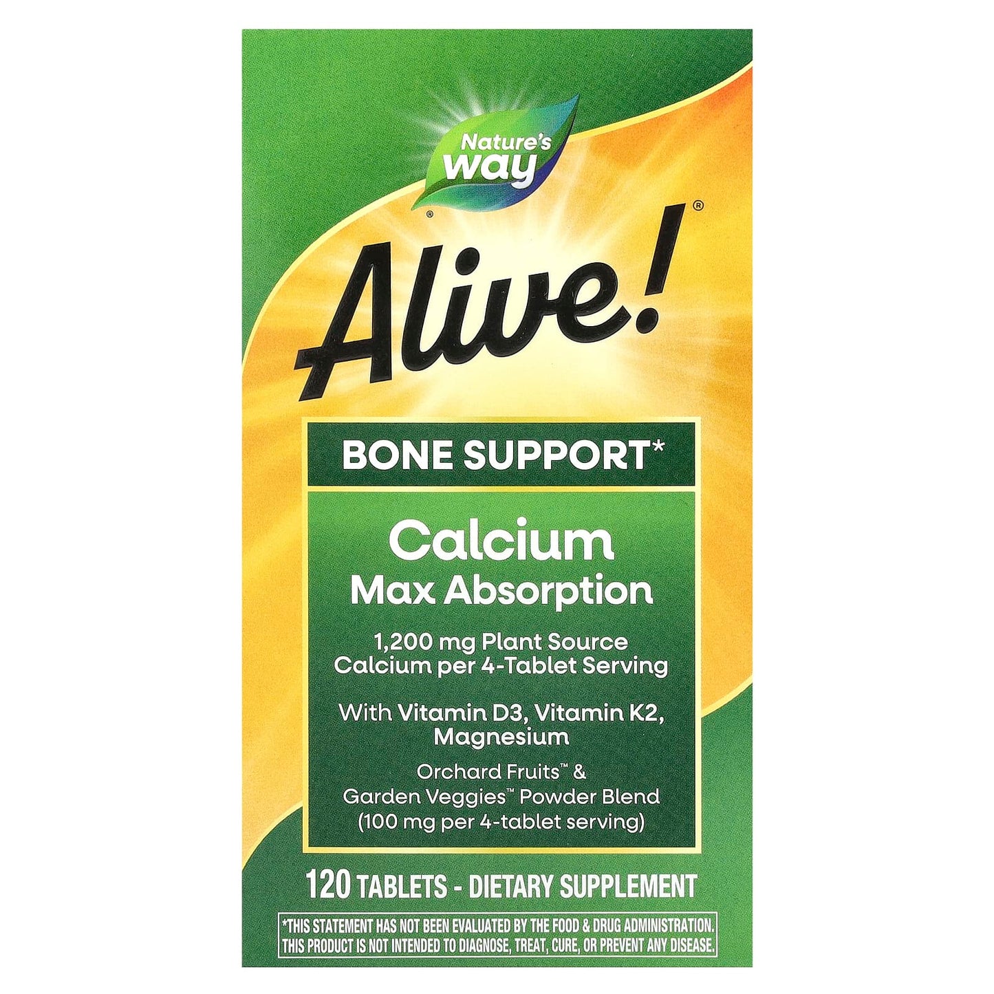 Nature's Way, Alive! Calcium Max Absorption, 120 Tablets - Image 1
