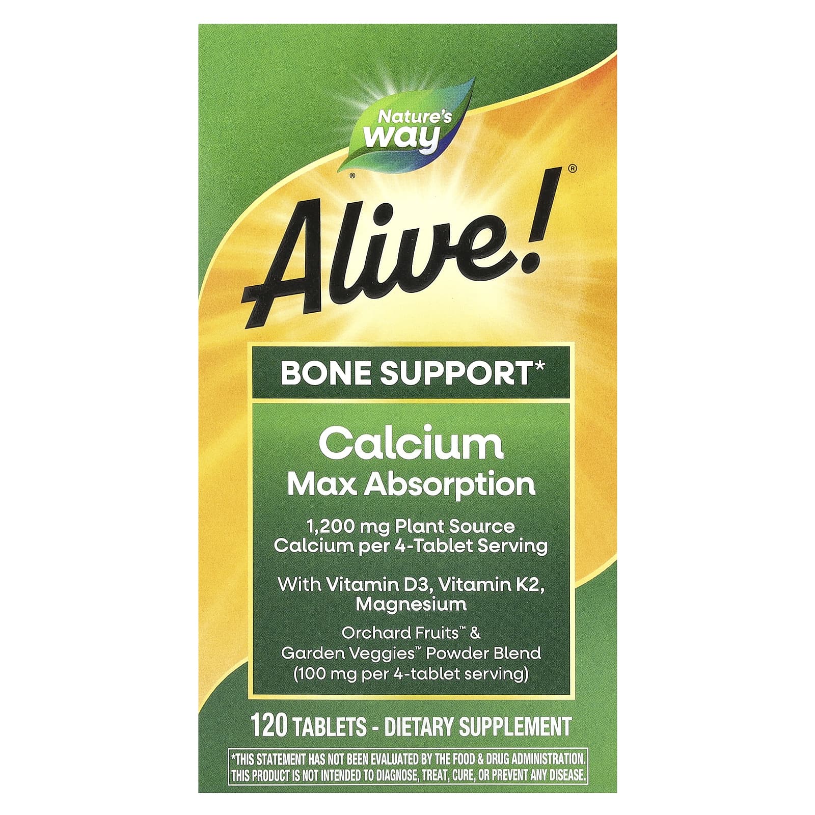 Nature's Way, Alive! Calcium Max Absorption, 120 Tablets - Image 1