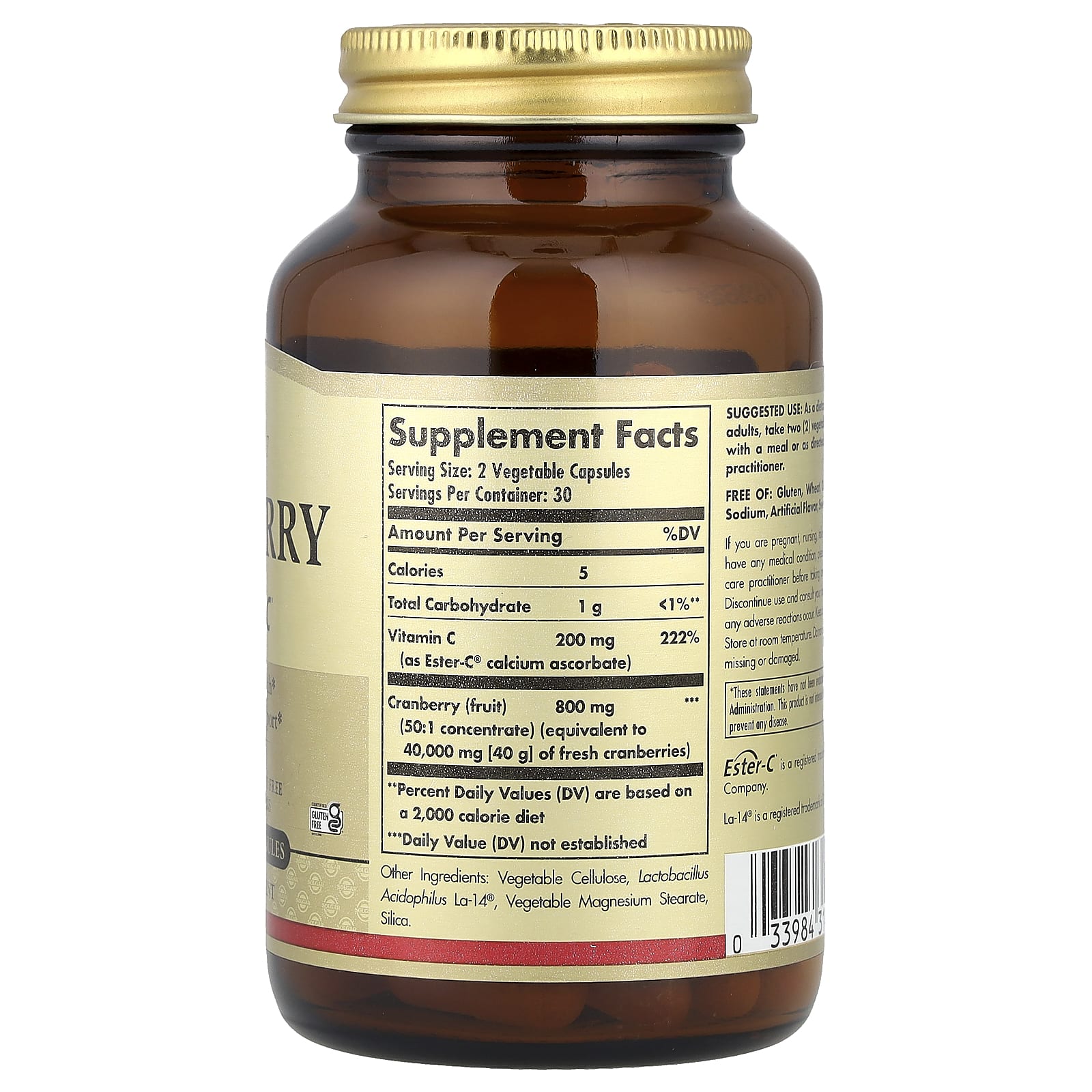 Solgar, Cranberry Plus Ester-C®, 60 Vegetable Capsules - Image 2