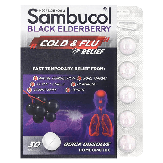 Sambucol, Black Elderberry, Cold & Flu Relief, 30 Tablets - Image 1
