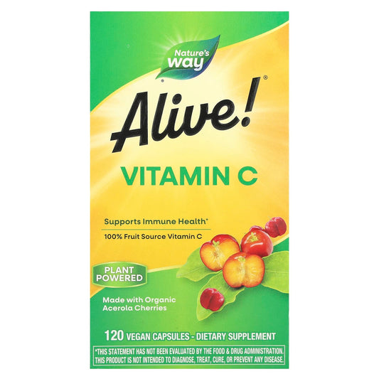 Nature's Way, Alive!®, Vitamin C, 500 mg, 120 Vegan Capsules (125 mg per Capsule) - Image 1