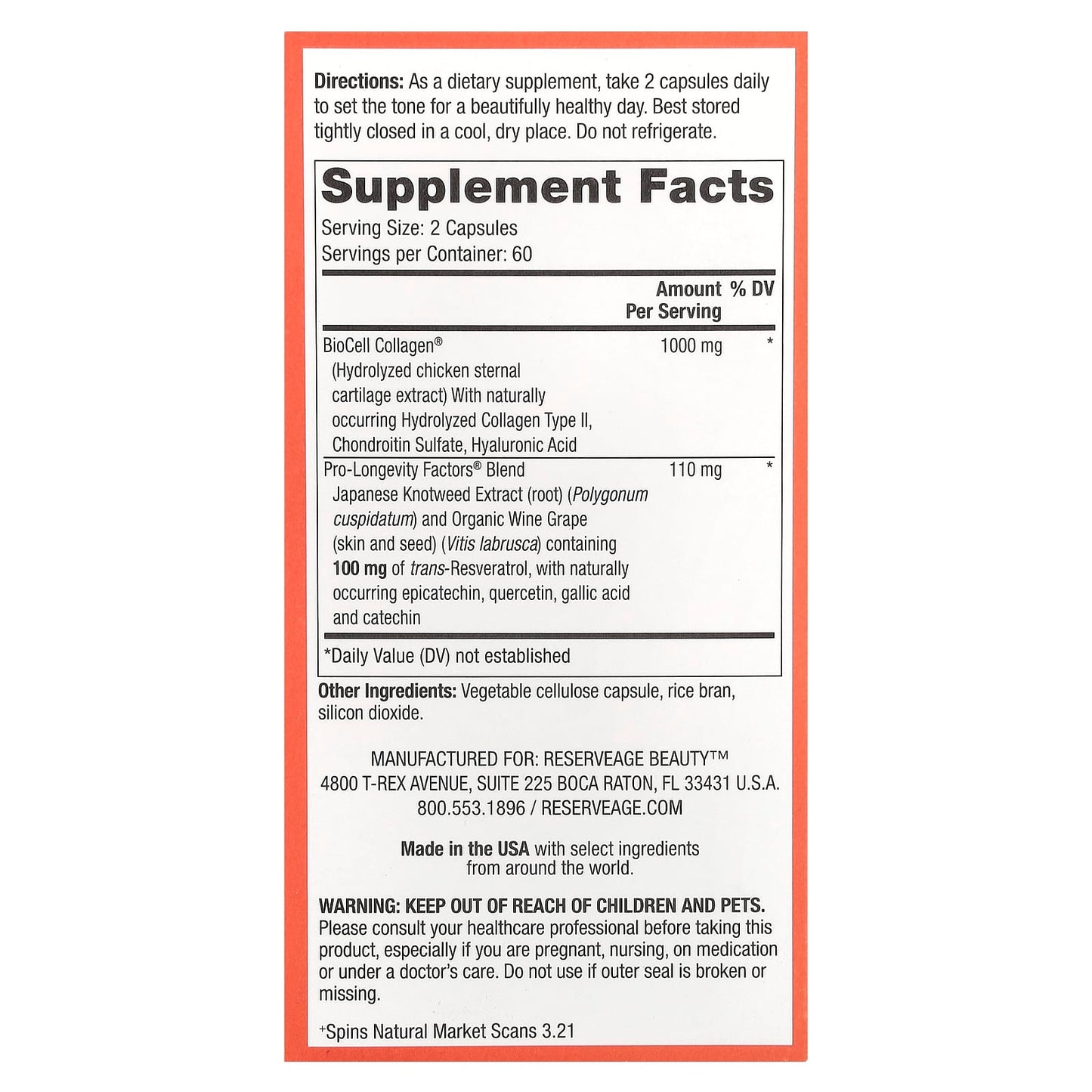 Reserveage Beauty, Collagen Booster™ with Hyaluronic Acid & Resveratrol, 120 Capsules - Image 2